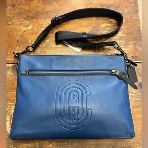 Coach Blue Leather Crossbody Messenger Bag